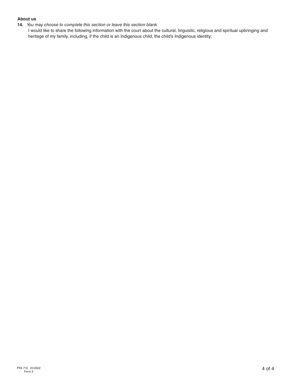 Form 3 (PFA712) Application About a Family Law Matter - British Columbia, Canada, Page 10