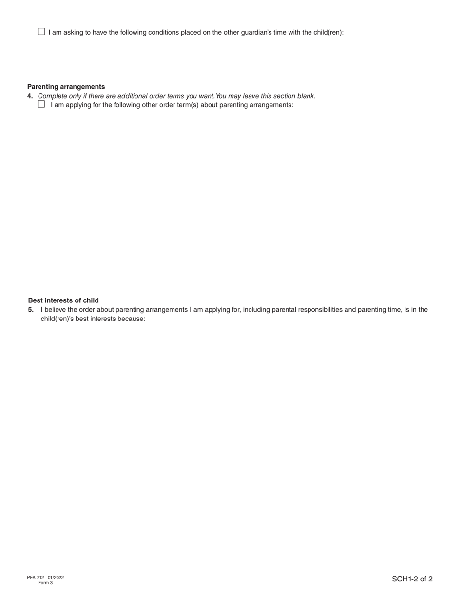 Form 3 (PFA712) Application About a Family Law Matter - British Columbia, Canada, Page 14