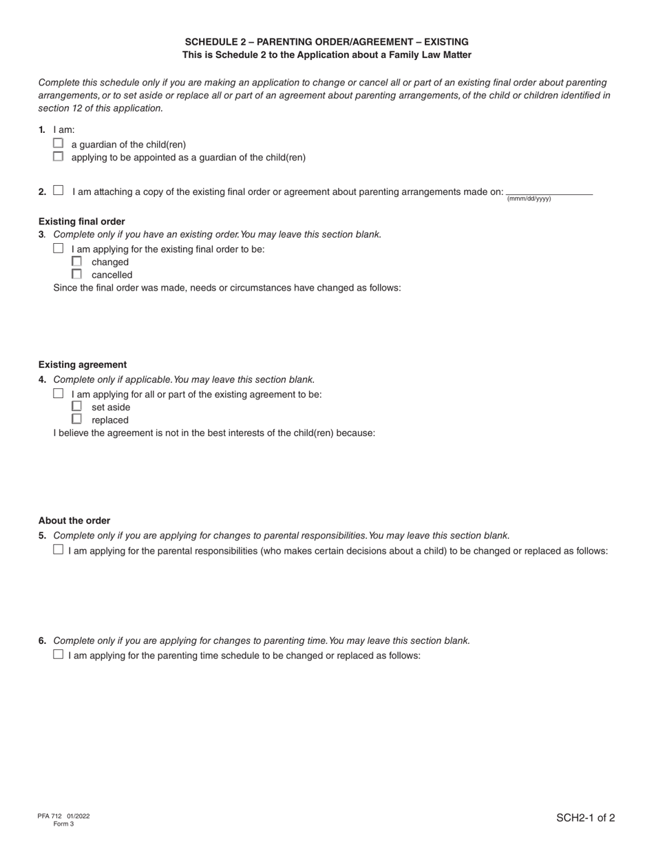 Form 3 (PFA712) Application About a Family Law Matter - British Columbia, Canada, Page 16