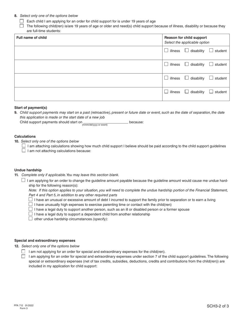 Form 3 (PFA712) Application About a Family Law Matter - British Columbia, Canada, Page 22