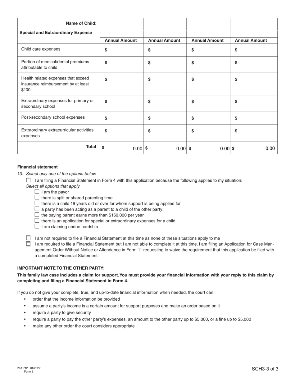 Form 3 (PFA712) Application About a Family Law Matter - British Columbia, Canada, Page 24