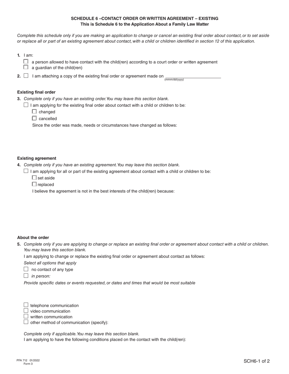 Form 3 (PFA712) Application About a Family Law Matter - British Columbia, Canada, Page 34