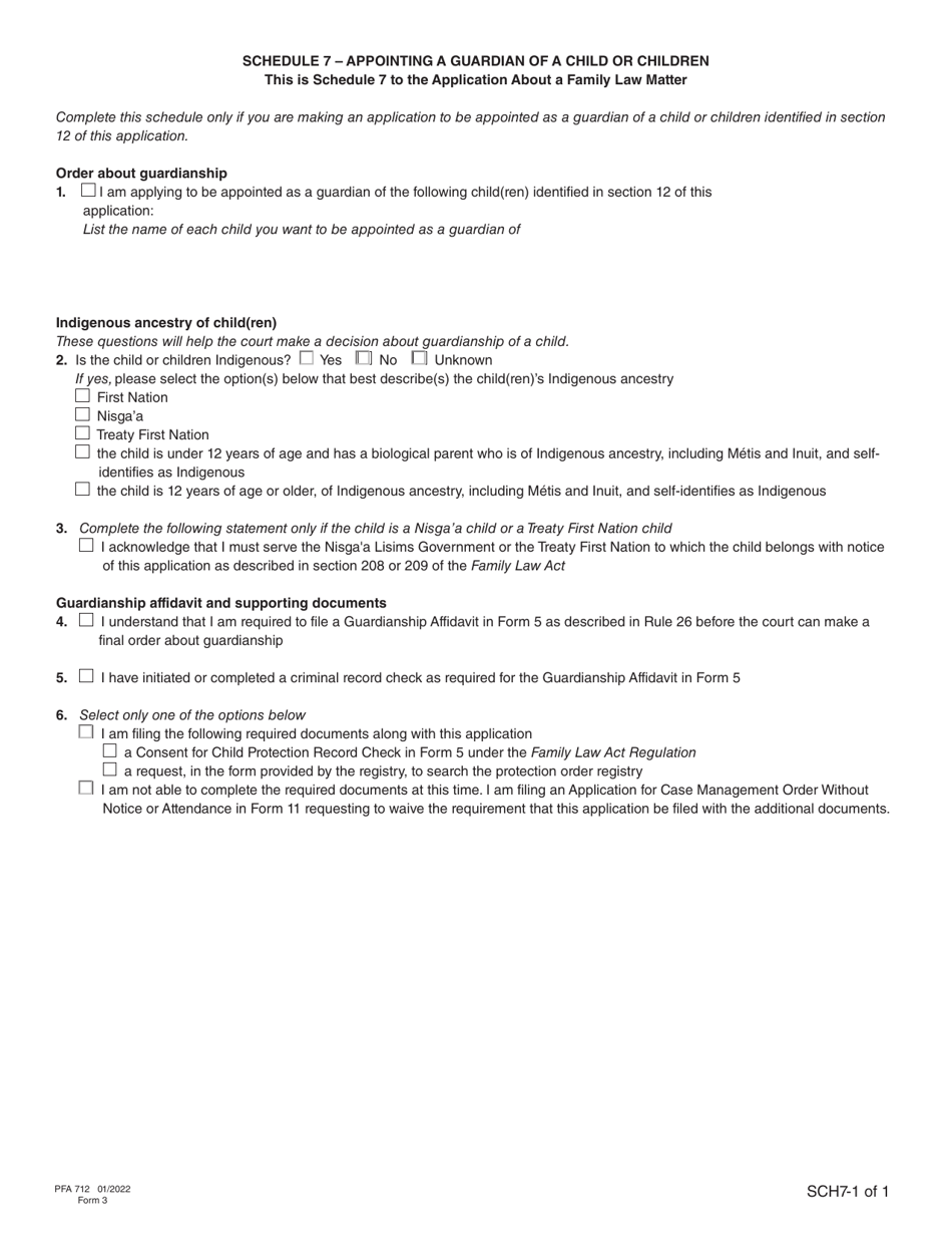 Form 3 (PFA712) Application About a Family Law Matter - British Columbia, Canada, Page 38