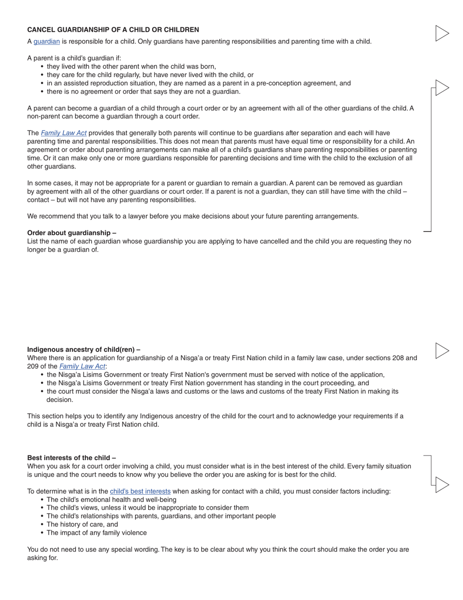 Form 3 (PFA712) Application About a Family Law Matter - British Columbia, Canada, Page 39