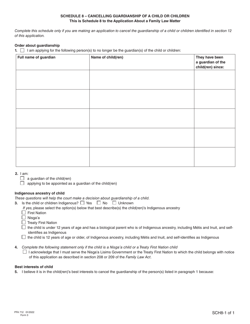 Form 3 (PFA712) Application About a Family Law Matter - British Columbia, Canada, Page 40