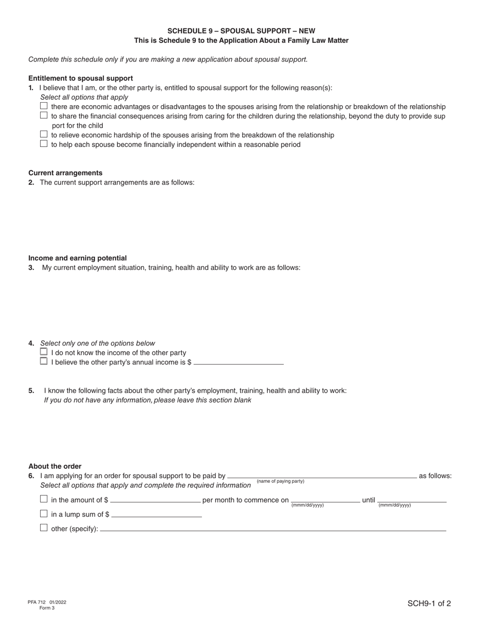 Form 3 (PFA712) Application About a Family Law Matter - British Columbia, Canada, Page 42