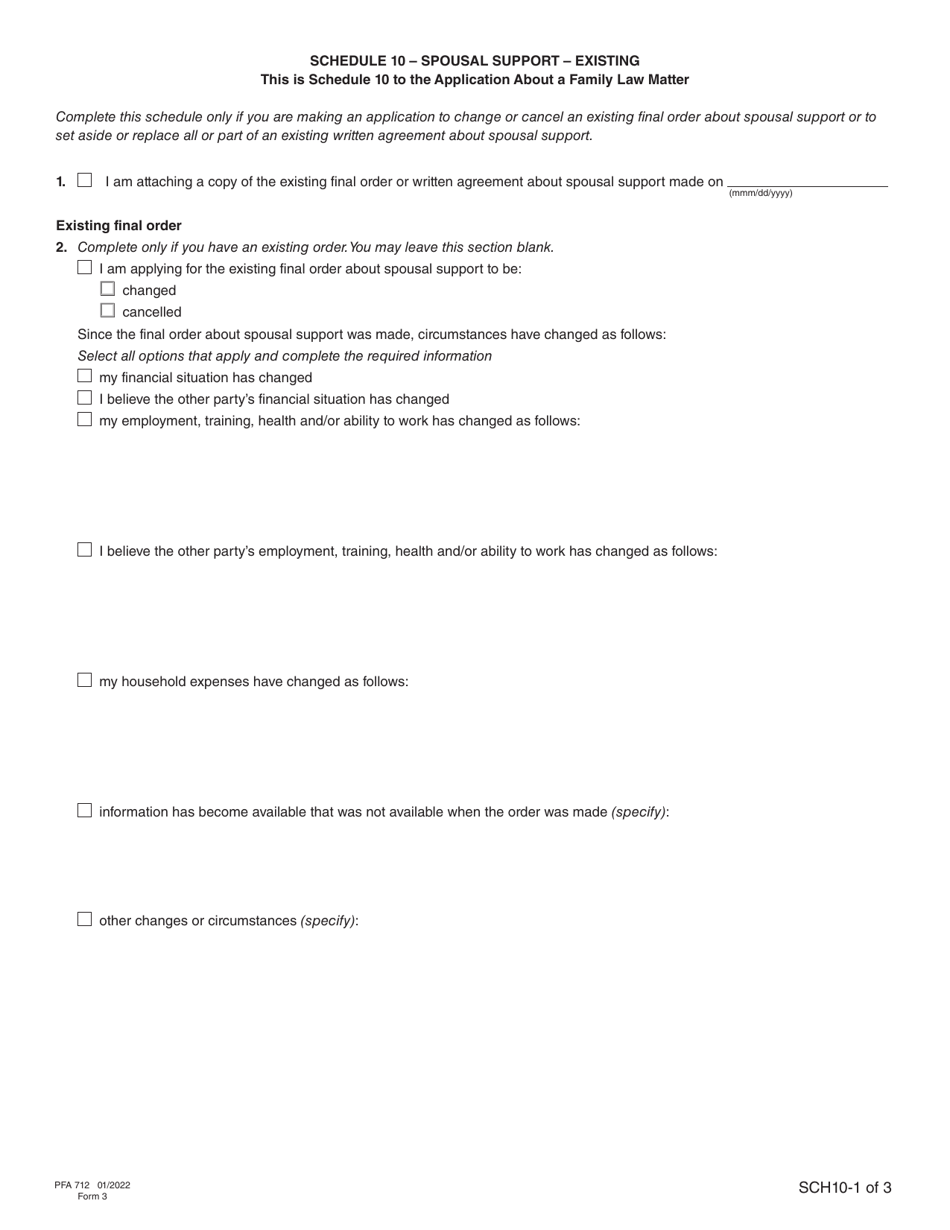 Form 3 (PFA712) Application About a Family Law Matter - British Columbia, Canada, Page 46