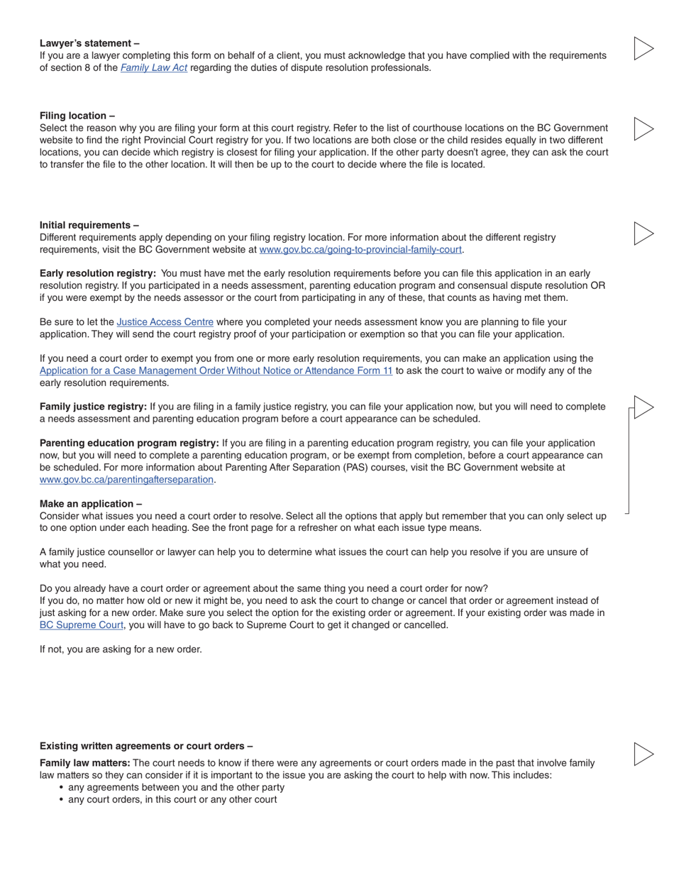 Form 3 (PFA712) Application About a Family Law Matter - British Columbia, Canada, Page 5