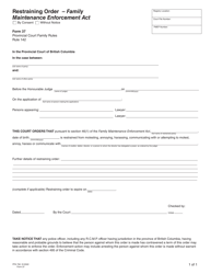 Document preview: Form 37 (PFA756) Restraining Order - Family Maintenance Enforcement Act - British Columbia, Canada