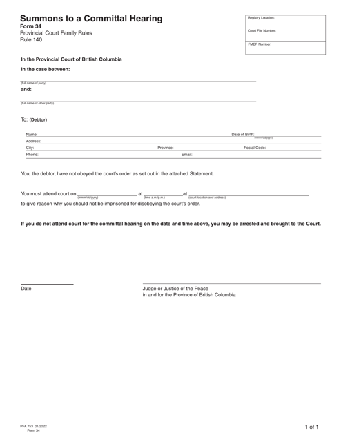 Form 34 (PFA753)  Printable Pdf