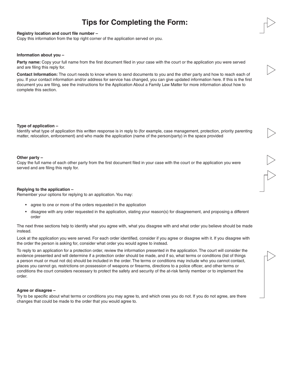 Form 19 (PFA731) Written Response to Application - British Columbia, Canada, Page 3