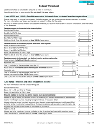 Form 5000-D1 Federal Worksheet - Canada