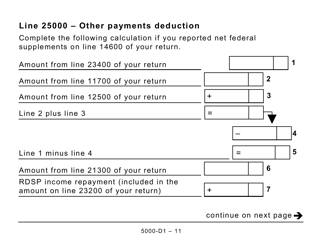 Form 5000-D1 Federal Worksheet (Large Print) - Canada, Page 11