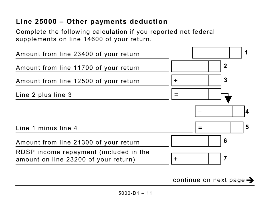 Form 5000-D1 Federal Worksheet (Large Print) - Canada, Page 11