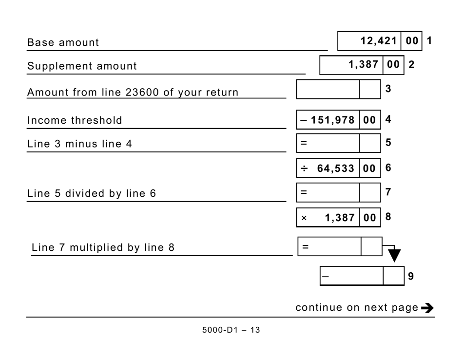 Form 5000-D1 Federal Worksheet (Large Print) - Canada, Page 13