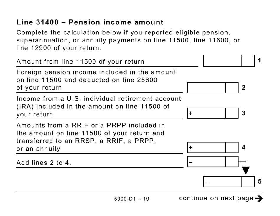 Form 5000-D1 Federal Worksheet (Large Print) - Canada, Page 19