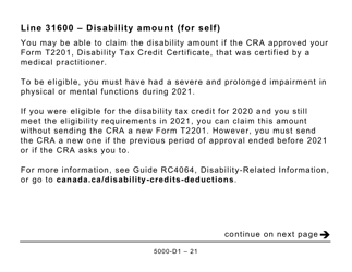 Form 5000-D1 Federal Worksheet (Large Print) - Canada, Page 21