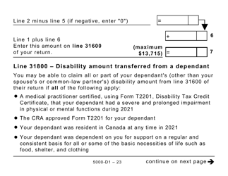 Form 5000-D1 Federal Worksheet (Large Print) - Canada, Page 23