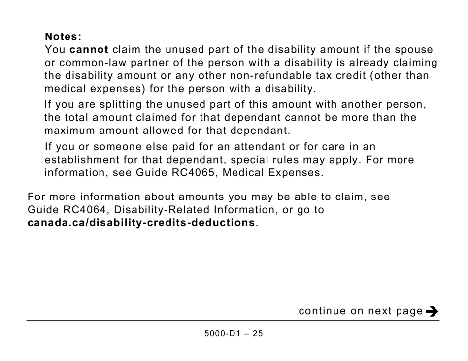 Form 5000-D1 Federal Worksheet (Large Print) - Canada, Page 25