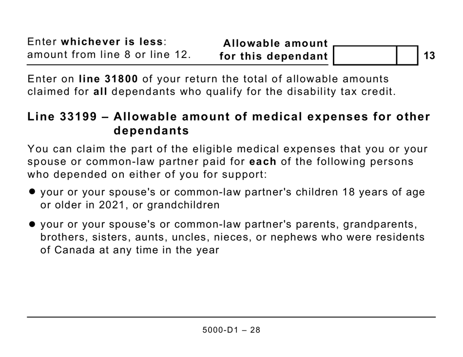Form 5000-D1 Federal Worksheet (Large Print) - Canada, Page 28