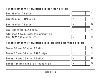 Form 5000-D1 Federal Worksheet (Large Print) - Canada, Page 2