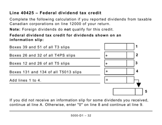 Form 5000-D1 Federal Worksheet (Large Print) - Canada, Page 32