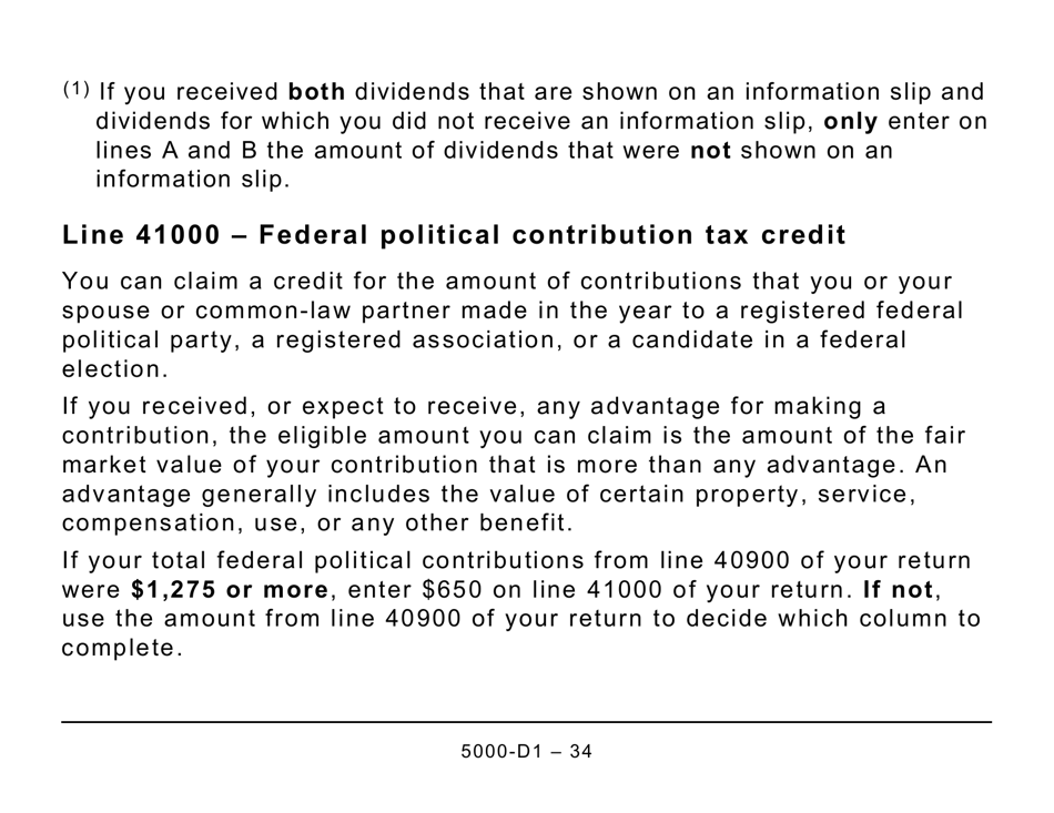 Form 5000-D1 Federal Worksheet (Large Print) - Canada, Page 34