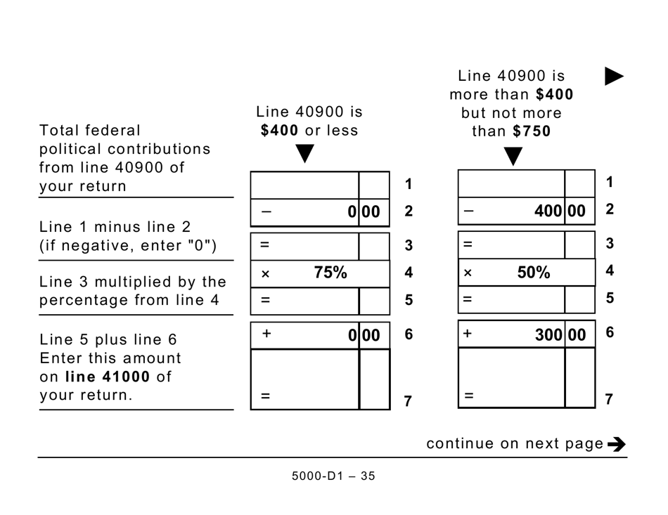 Form 5000-D1 Federal Worksheet (Large Print) - Canada, Page 35