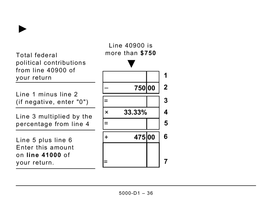 Form 5000-D1 Federal Worksheet (Large Print) - Canada, Page 36