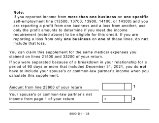 Form 5000-D1 Federal Worksheet (Large Print) - Canada, Page 38