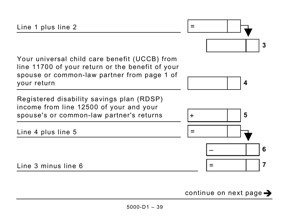 Form 5000-D1 Federal Worksheet (Large Print) - Canada, Page 39