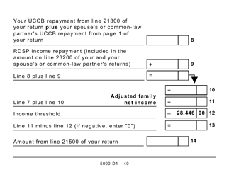 Form 5000-D1 Federal Worksheet (Large Print) - Canada, Page 40