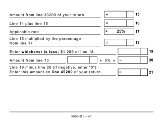 Form 5000-D1 Federal Worksheet (Large Print) - Canada, Page 41