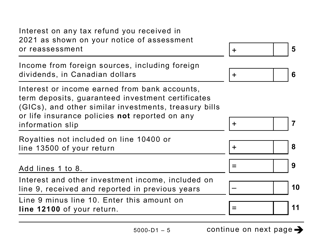 Form 5000-D1 Federal Worksheet (Large Print) - Canada, Page 5