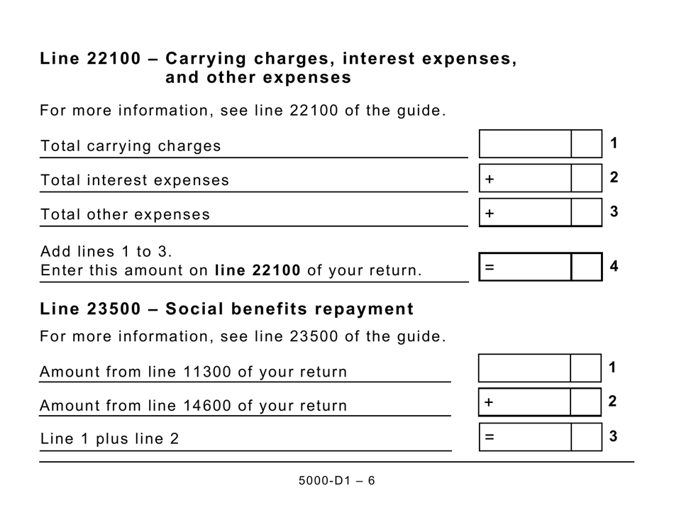 Form 5000-D1 Federal Worksheet (Large Print) - Canada, Page 6