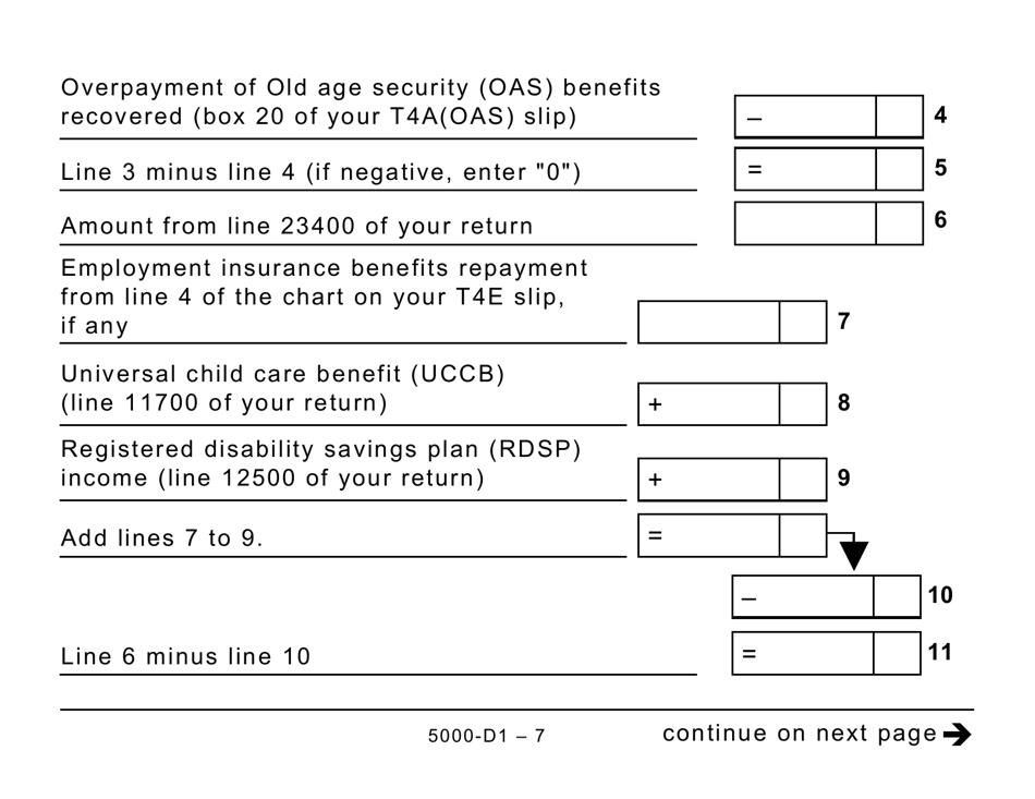 Form 5000-D1 Federal Worksheet (Large Print) - Canada, Page 7