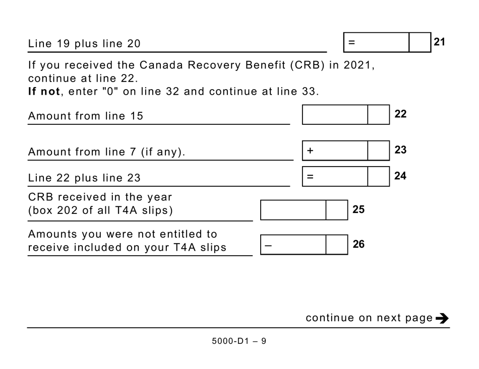 Form 5000-D1 Federal Worksheet (Large Print) - Canada, Page 9