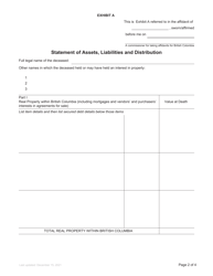 Form P25 Affidavit of Assets and Liabilities for Resealing - British Columbia, Canada, Page 2