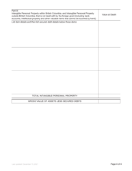 Form P25 Affidavit of Assets and Liabilities for Resealing - British Columbia, Canada, Page 4