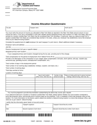 Document preview: Form AU-262.55 Income Allocation Questionnaire - New York