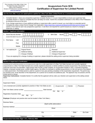 Document preview: Acupuncture Form 5CS Certification of Supervisor for Limited Permit - New York