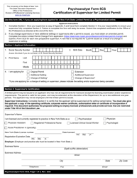 Document preview: Psychoanalyst Form 5CS Certification of Supervisor for Limited Permit - New York