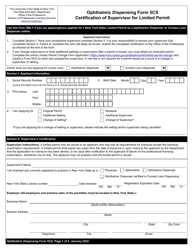 Ophthalmic Dispensing Form 5CS Certification of Supervisor for Limited Permit - New York
