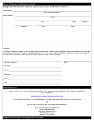 Ophthalmic Dispensing Form 5CS Certification of Supervisor for Limited Permit - New York, Page 2
