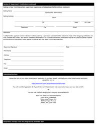 Respiratory Therapy Form 5CS Certification of Supervisor for Limited Permit - New York, Page 2