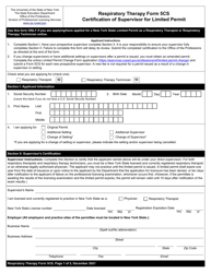 Document preview: Respiratory Therapy Form 5CS Certification of Supervisor for Limited Permit - New York