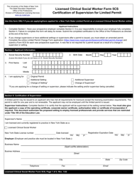 Licensed Clinical Social Worker Form 5CS Certification of Supervision for Limited Permit - New York