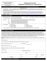 Document preview: Veterinarian Form 5CS Certification of Supervisor for Limited Permit - New York