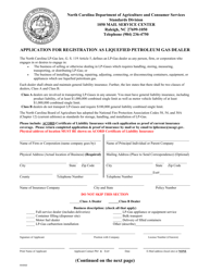 Application for Registration as Liquefied Petroleum Gas Dealer - North Carolina