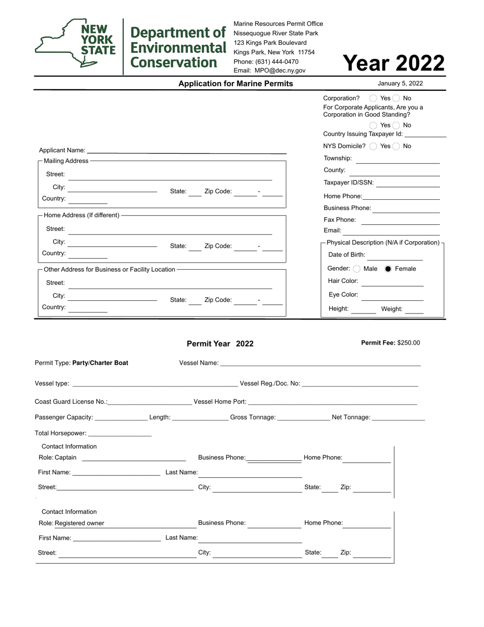 Marine District Party and Charter Boat License Application - New York, Page 3